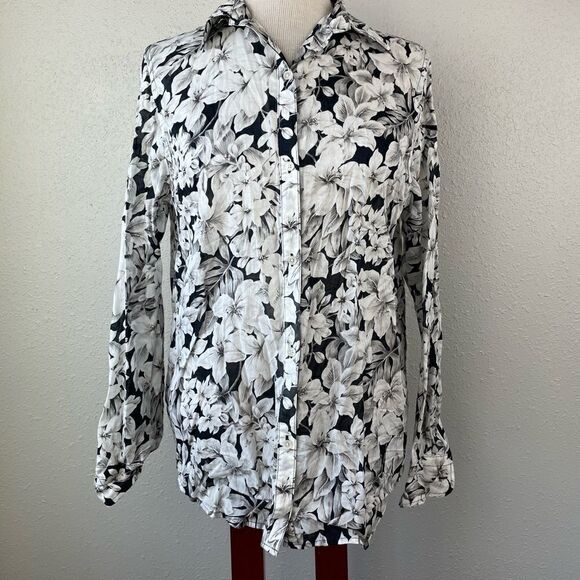 Jones New York Signature Floral Button Down Shirt Size M EUC - Picture 2 of 6